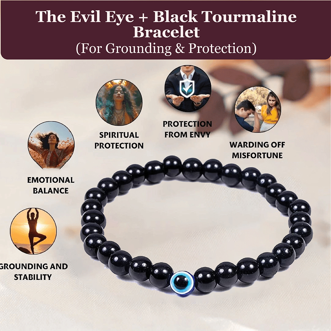 THE EVIL EYE + BLACK TOURMALINE BRACELET rratnaidhii