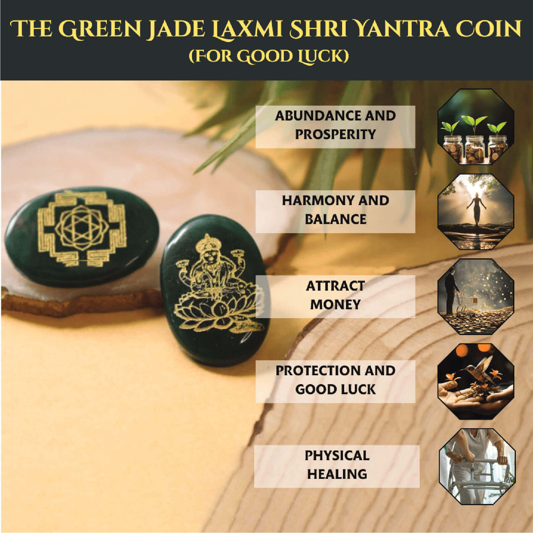 THE GREEN JADE LAXMI SHRI YANTRA COIN rratnaidhii