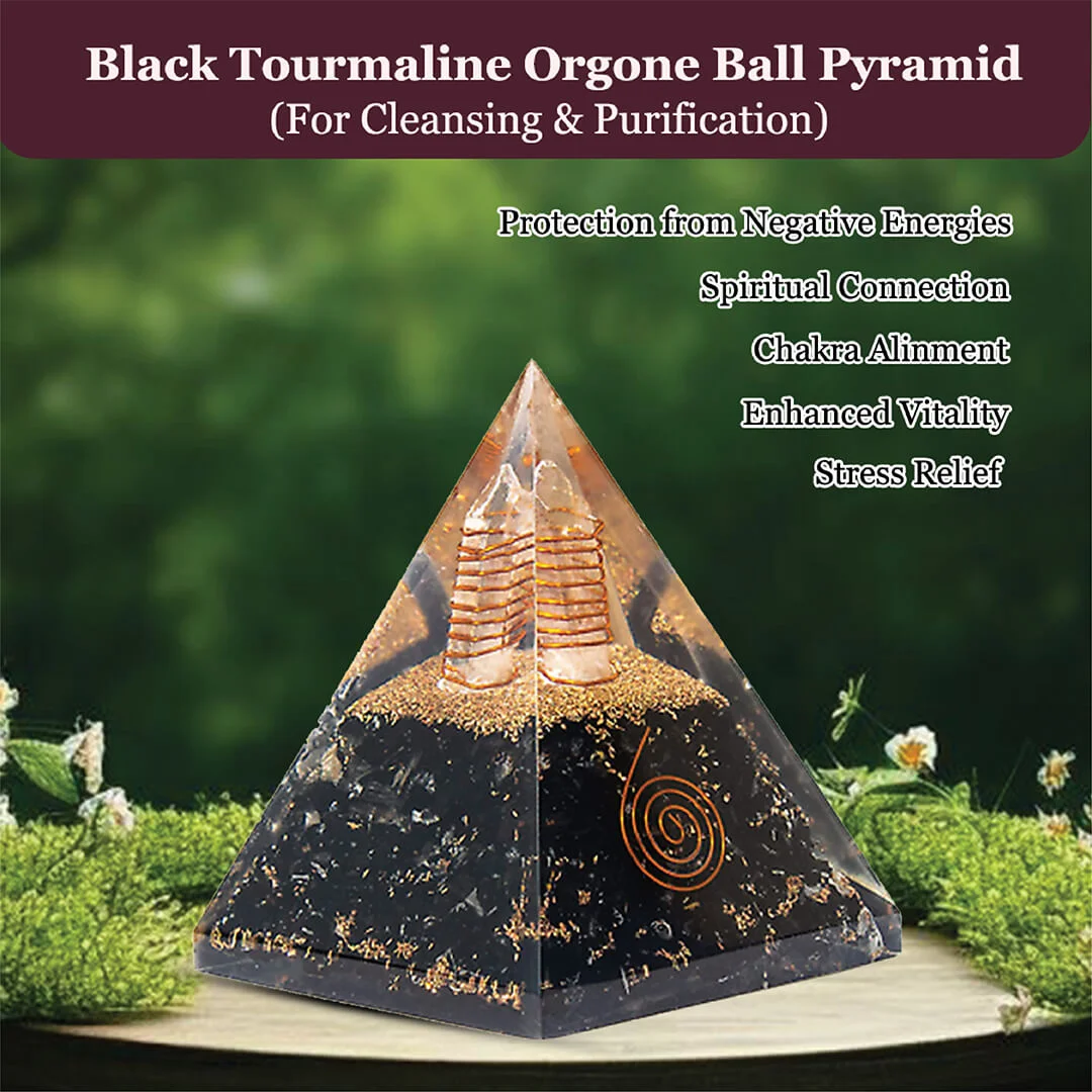 Black Tourmaline Orgone Ball Pyramid rratnaidhii