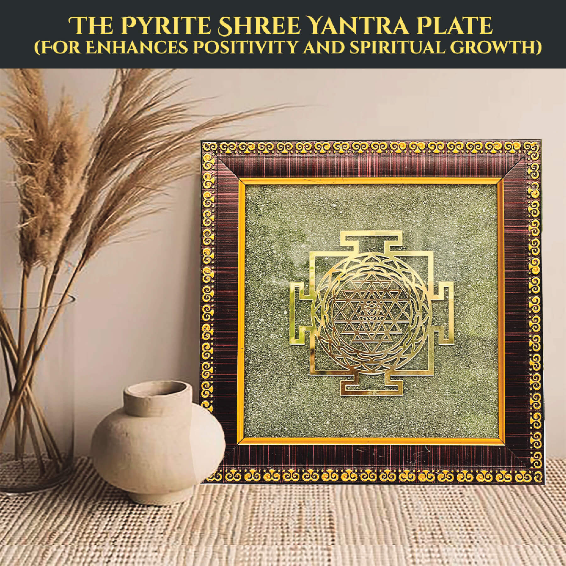 THE PYRITE SHREE YANTRA PLATE rratnaidhii