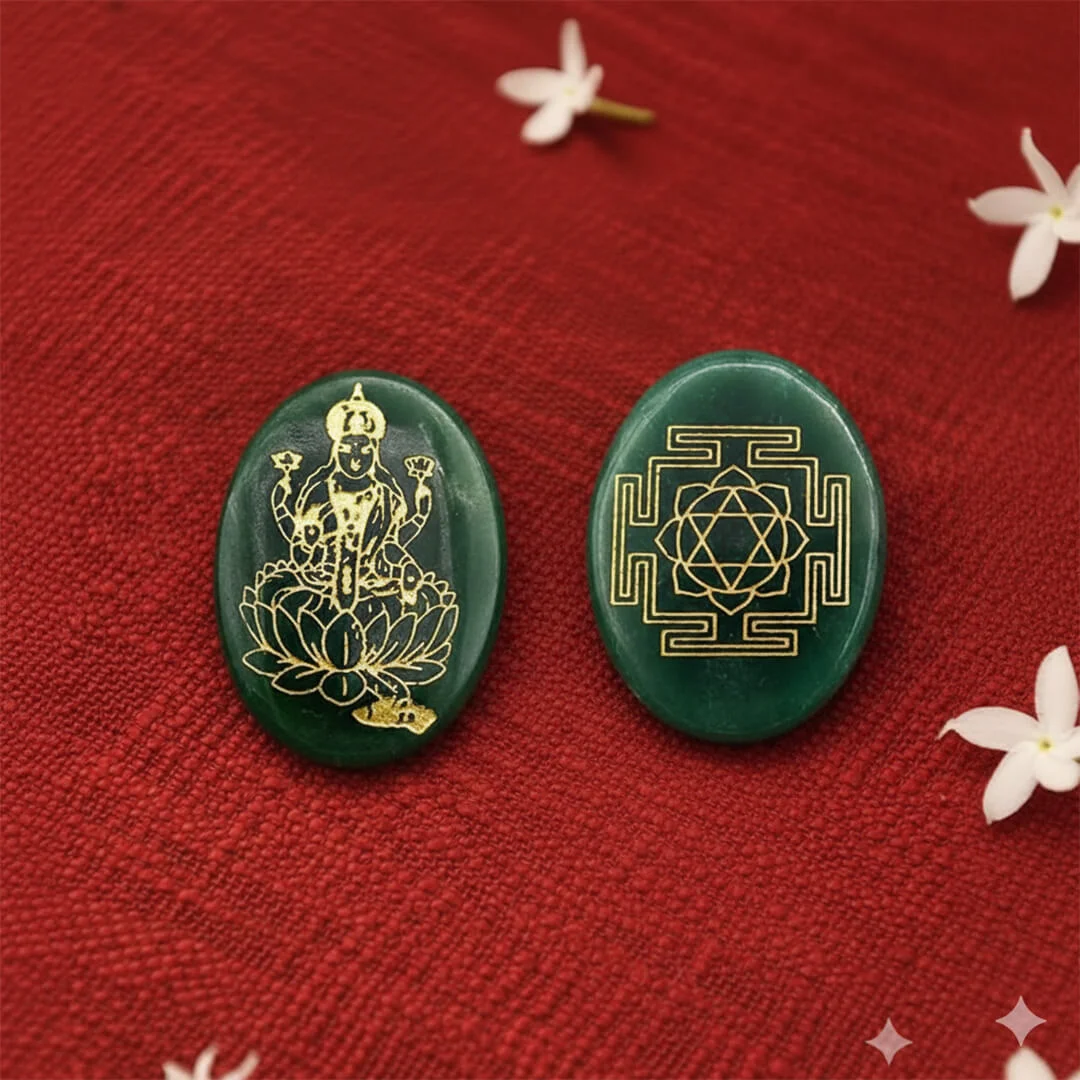 Green Jade Laxmi Shri Yantra Coin rratnaidhii