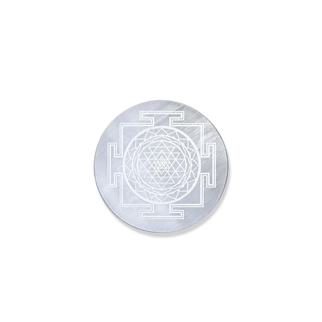 Flower of Life Selenite Charging Plate Round Shape rratnaidhii
