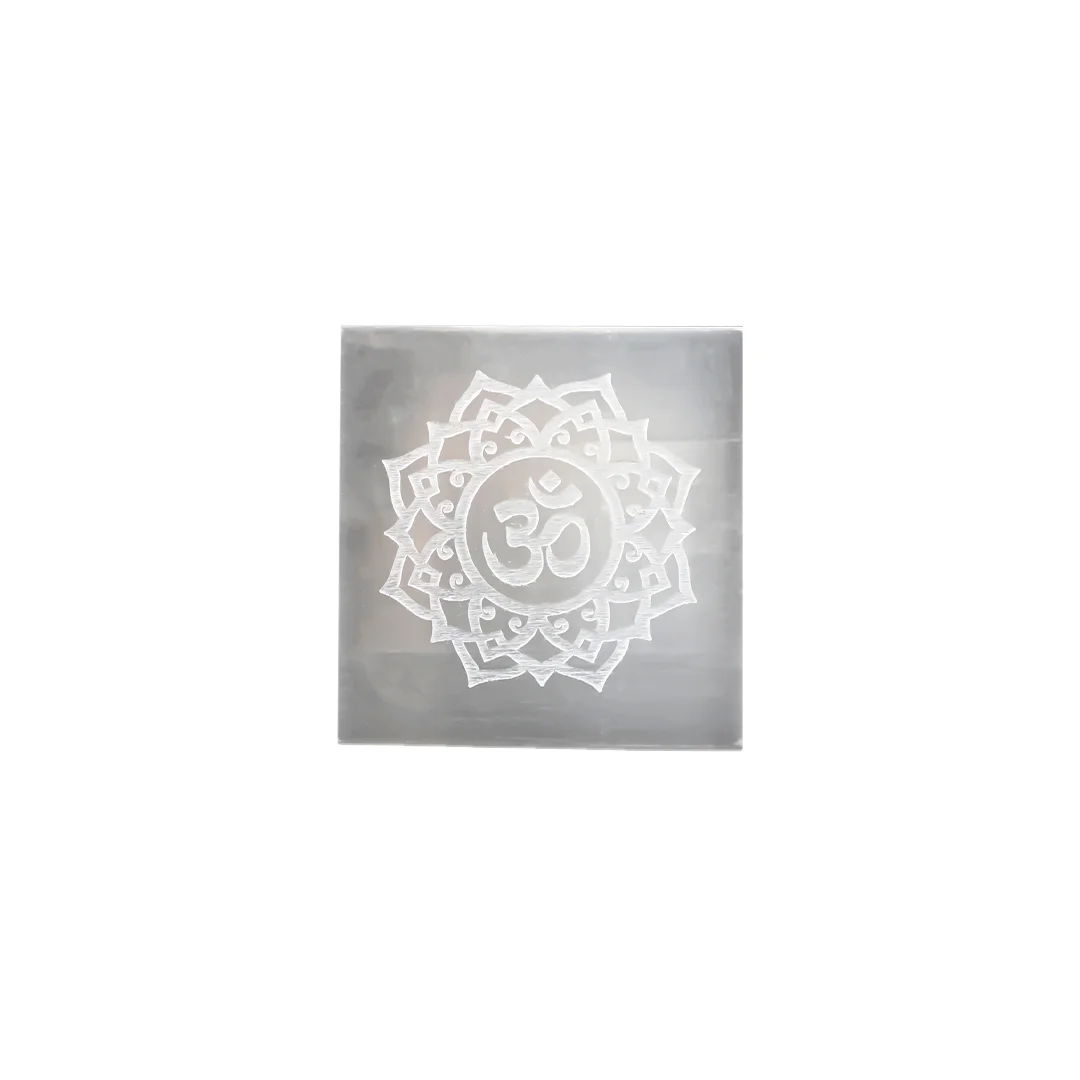 Flower Of Life Selenite Charging Plate Square Shape rratnaidhii