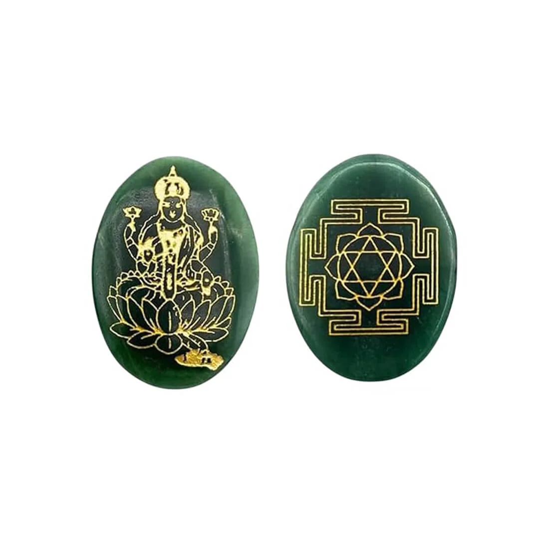 Green Jade Laxmi Shri Yantra Coin rratnaidhii