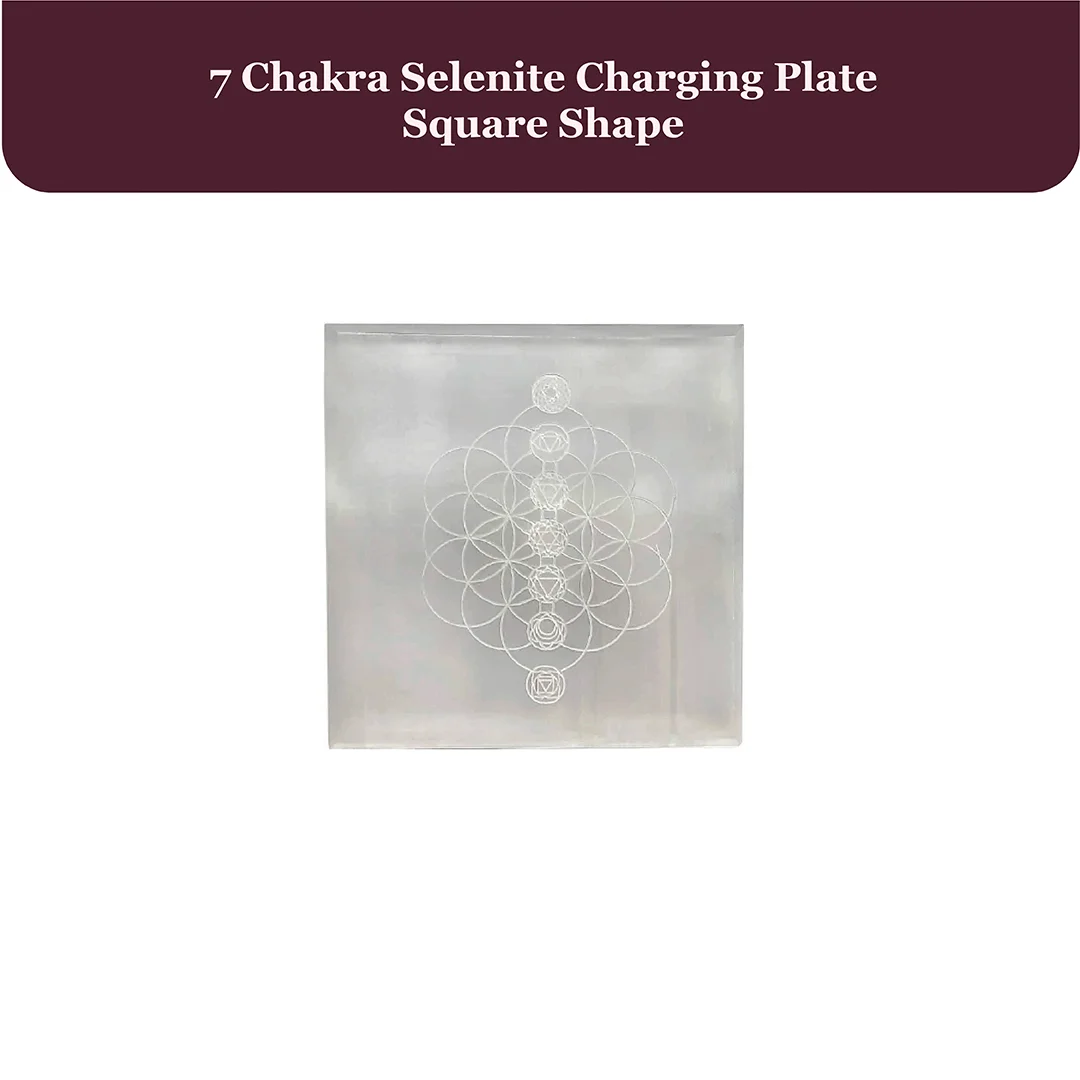 7 Chakra Selenite Charging Plate Square Shape
