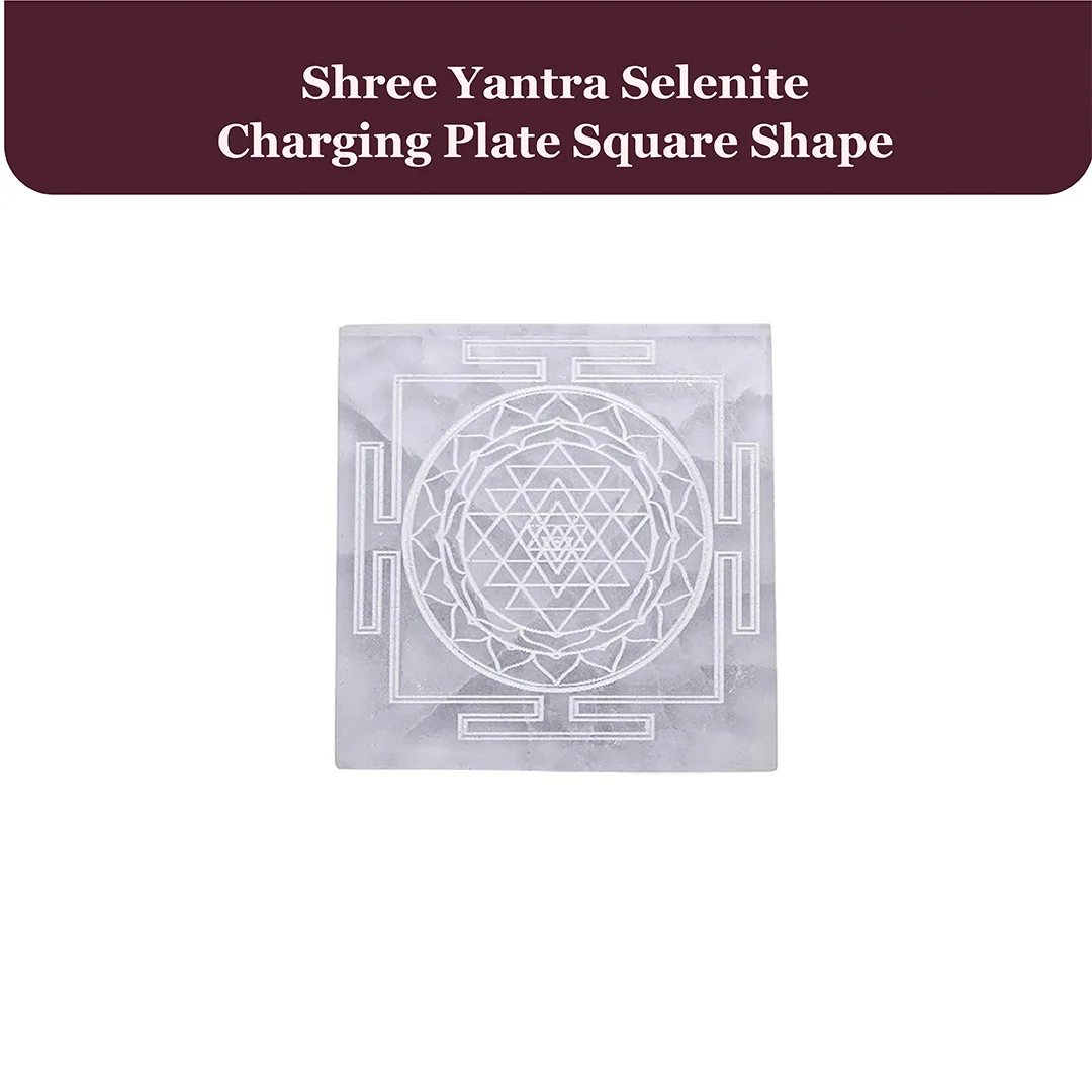 Shree Yantra Selenite Charging Plate Square Shape