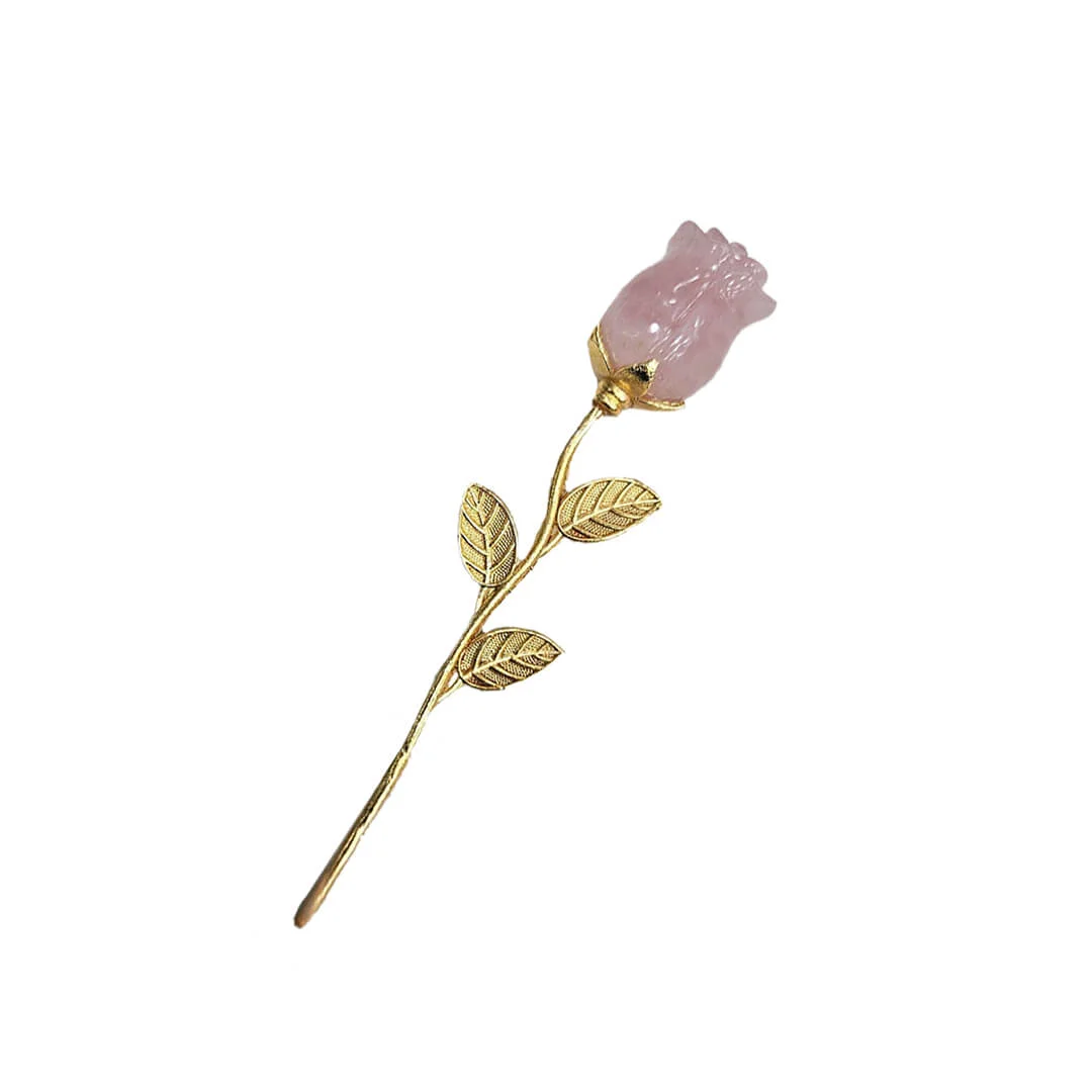 Rose Quartz Crystal Rose