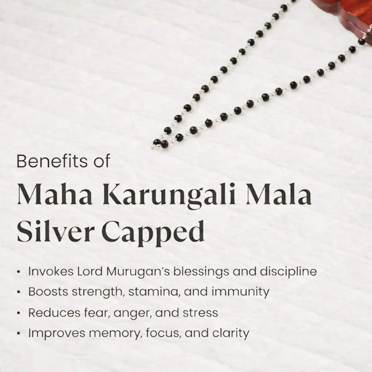 Silver Capped Karungali Mala By Rratnanidhii