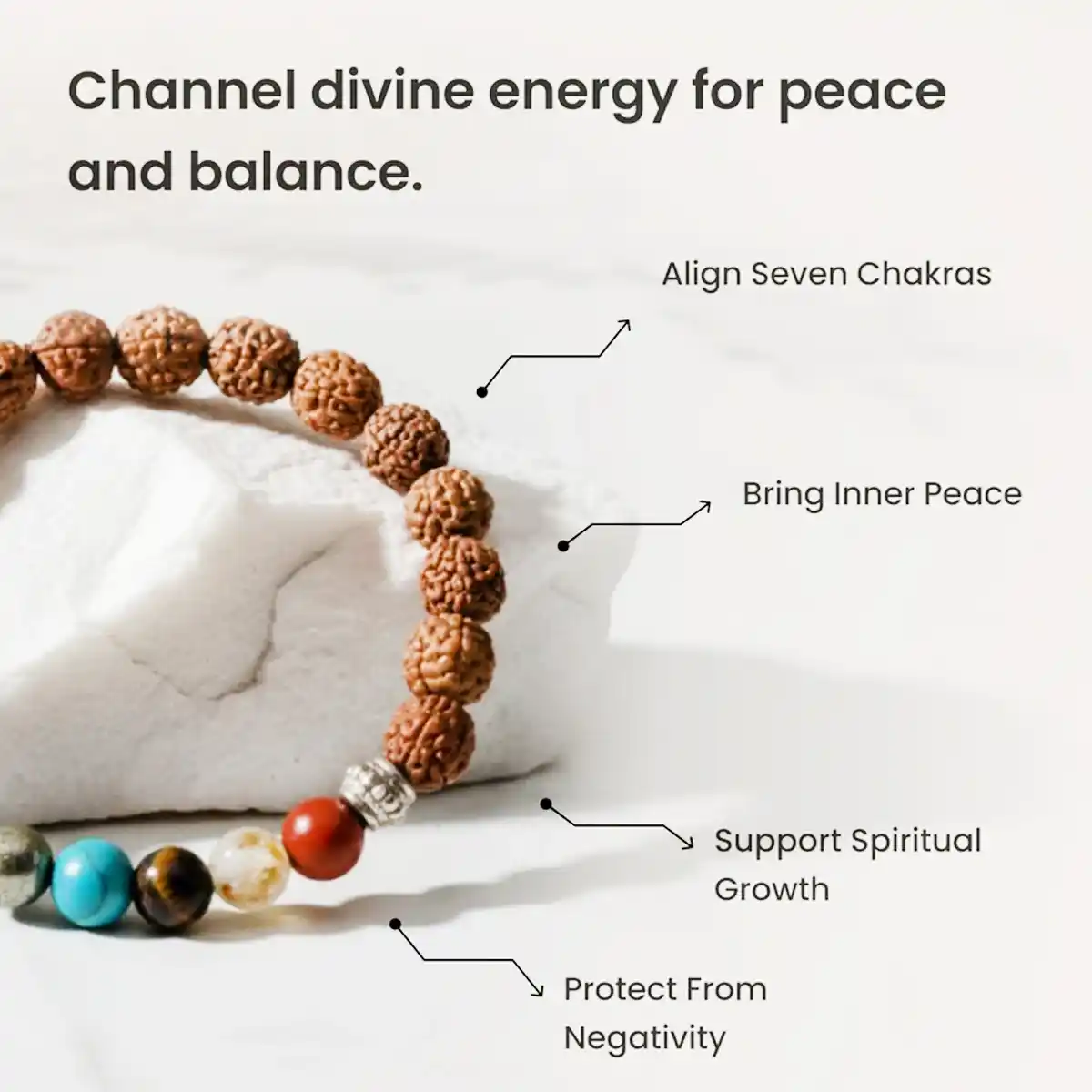 Spiritual Rudraksh 9 Chakra Elastic Bracelet By Rratnanidhii