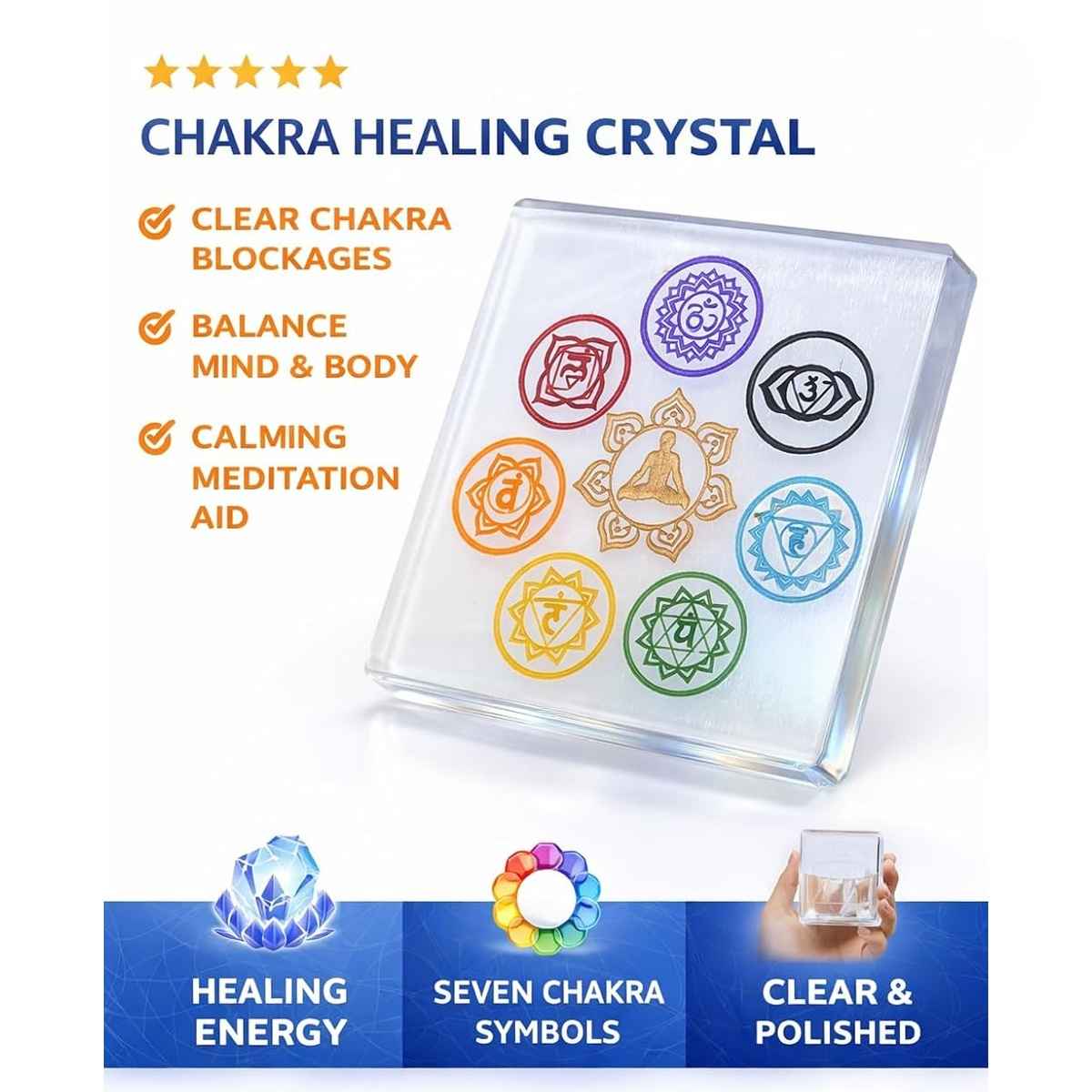 Seven Chakra Engraved Symbols Selenite Charging Plate By Rratnanidhii