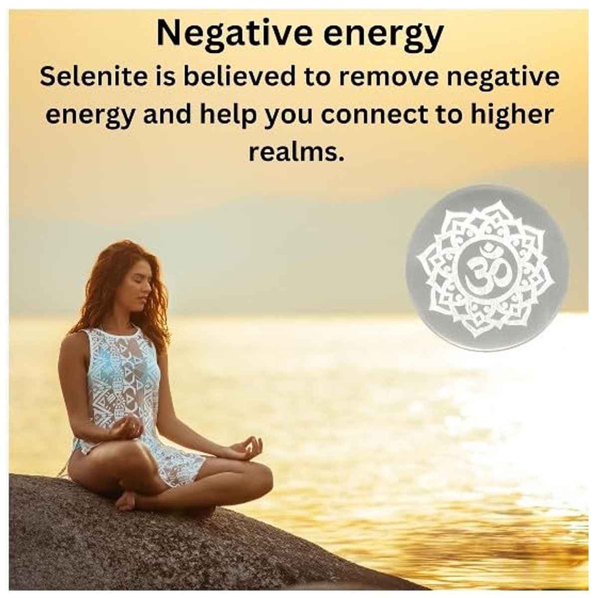 Om Flower Of Life Selenite Charging Plate By Rratnanidhii