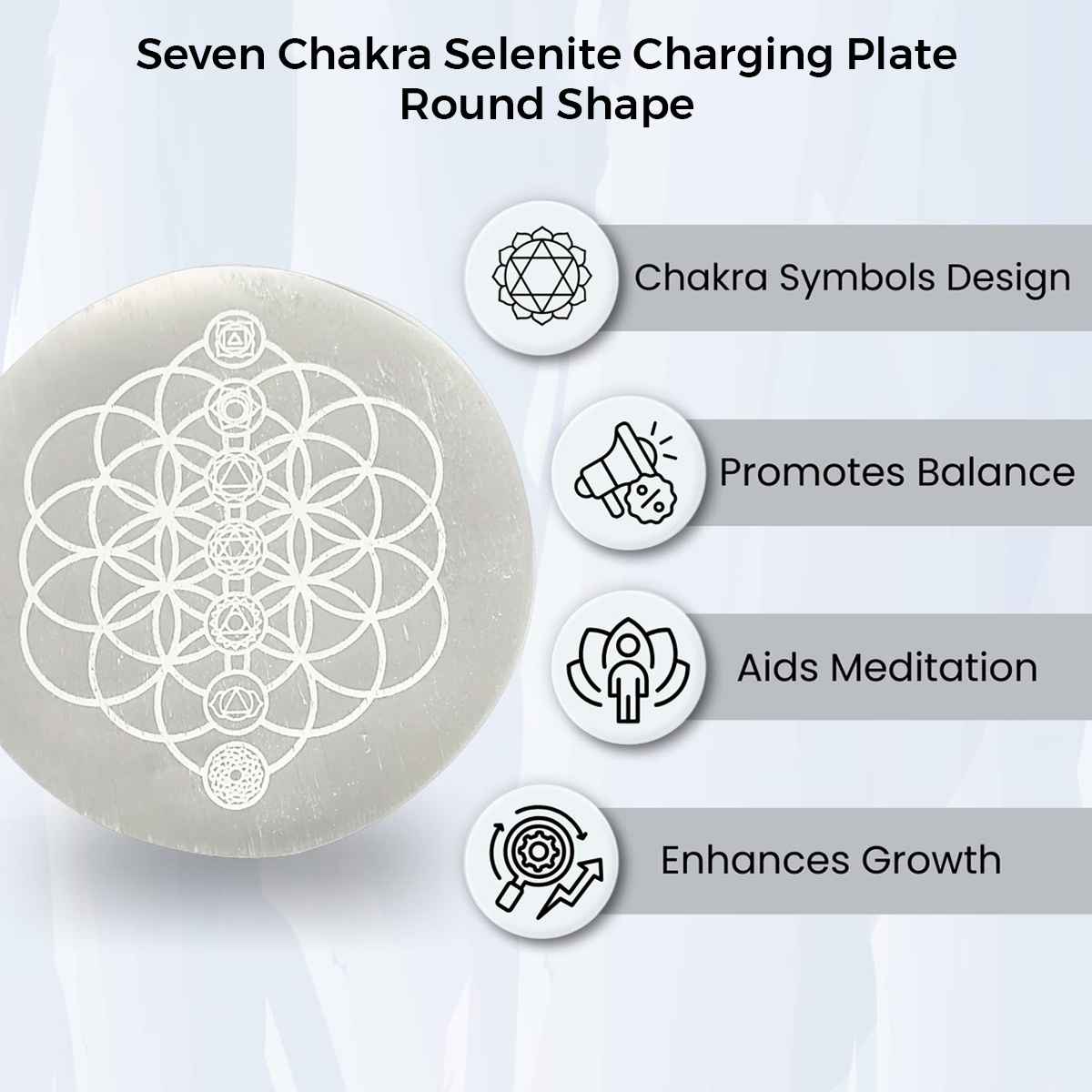 Seven Chakra Selenite Charging Plate (Round) By Rratnanidhii