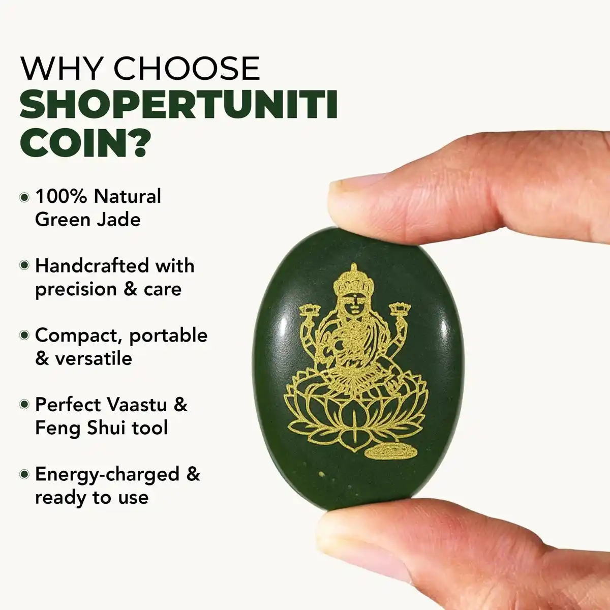 Green Jade Laxmi Shri Yantra Coin By Rratnanidhii