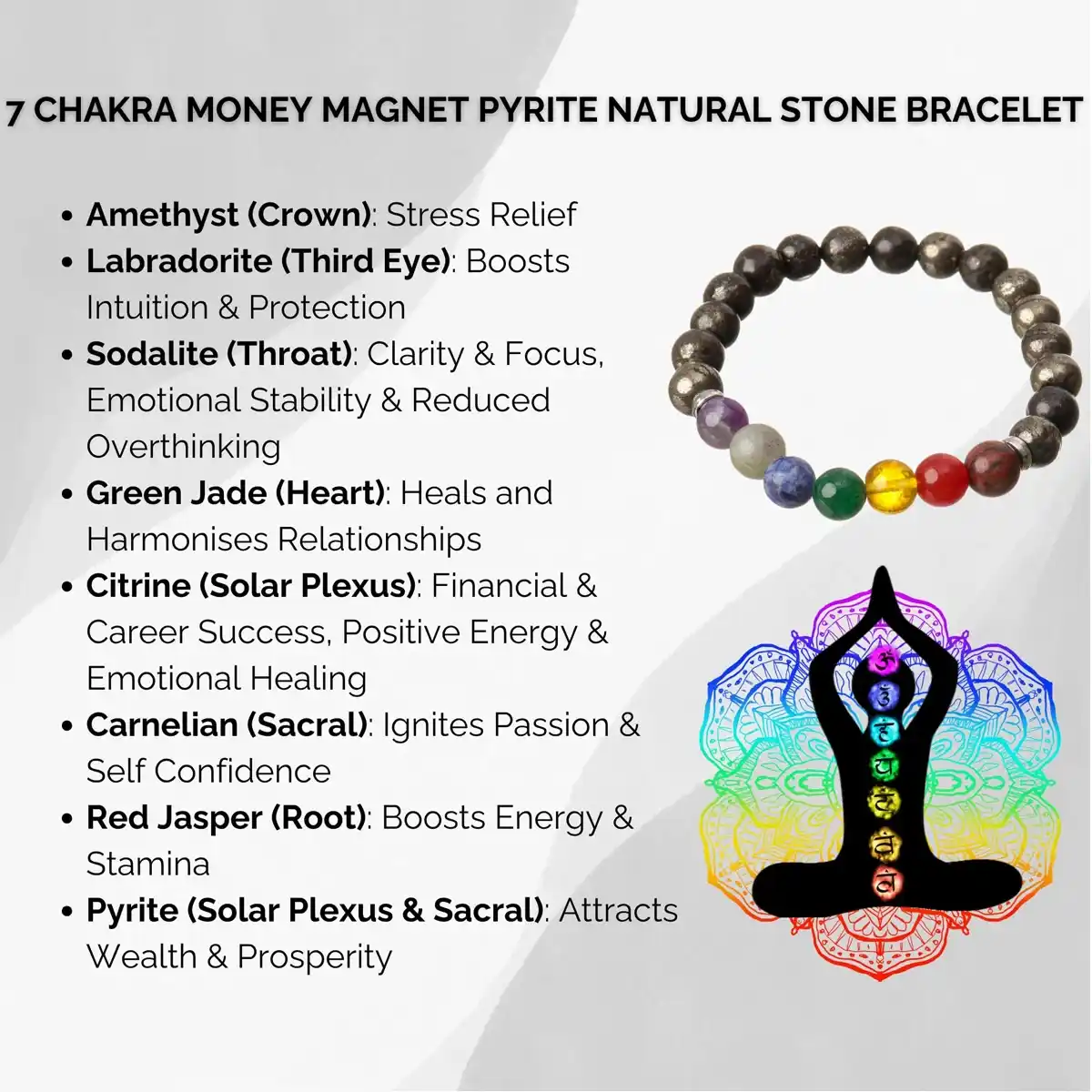 7 Chakra Pyrite Bracelet By Rratnanidhii