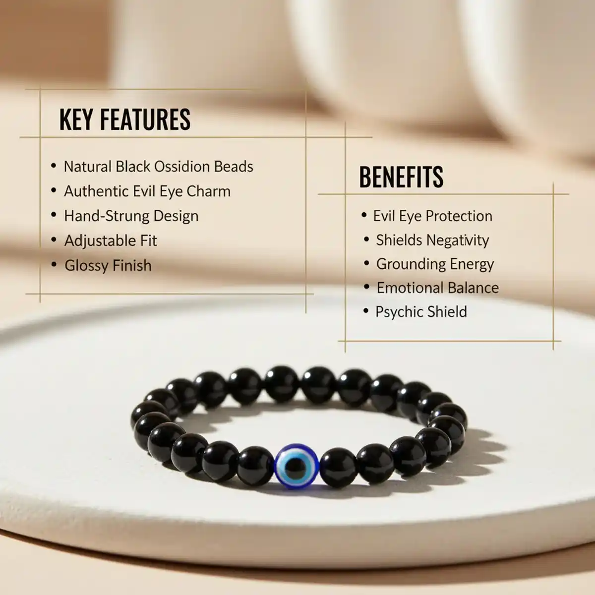 Evil Eye Black Tourmaline Bracelet By Rratnanidhii
